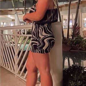 Black and White Swirl Mini Dress